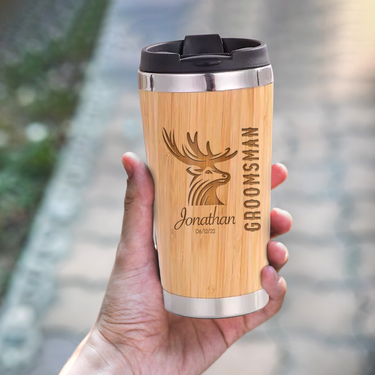 Customized 15oz Bamboo Tumbler - Personalized Groomsman Proposal Ideas